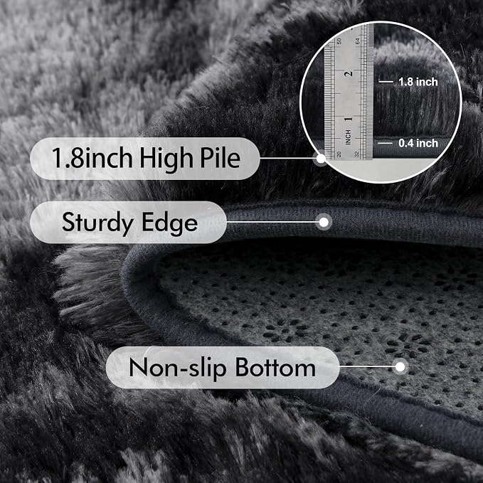 10x14 Ft Extra Large Shag Rugs for Living Room, Ultra Soft Fluffy Furry Area Rugs for Bedroom Indoor Floor, Aesthetic Carpet for Kids Home Decor (Dark Grey)