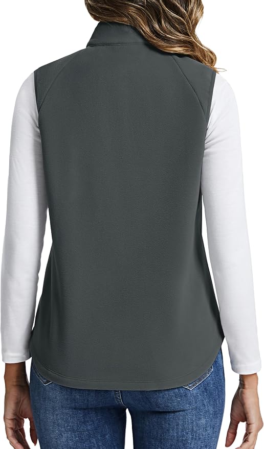 TACVASEN Women Polar Fleece Zip Up Vest with Pockets Lightweight Outerwear | Warm Thermal Sleeveless Jacket Suitable for Hiking Camping Travelling in Cool Autumn and Winter Weather