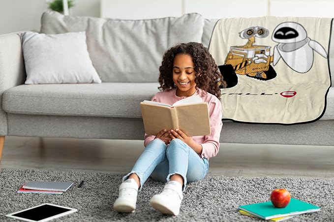 Jay Franco Kids Plush Throw Blanket – Soft & Cozy Fleece Throw for Bedroom & Couch Décor, Official Licensed Product, Beige - Wall-E, 40x50 - Travel Blanket