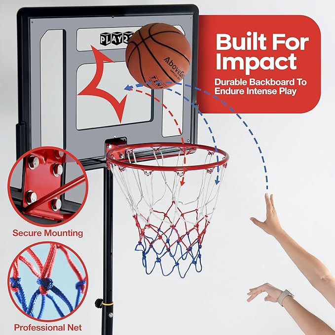 Kids Basketball Hoop Outdoor - 33 inch Backboard, 70-84in Adjustable Height, Portable Basketball Hoops & Goals for Kids/Teenagers/Youth in Backyard/Driveway/Indoor - Fillable Base
