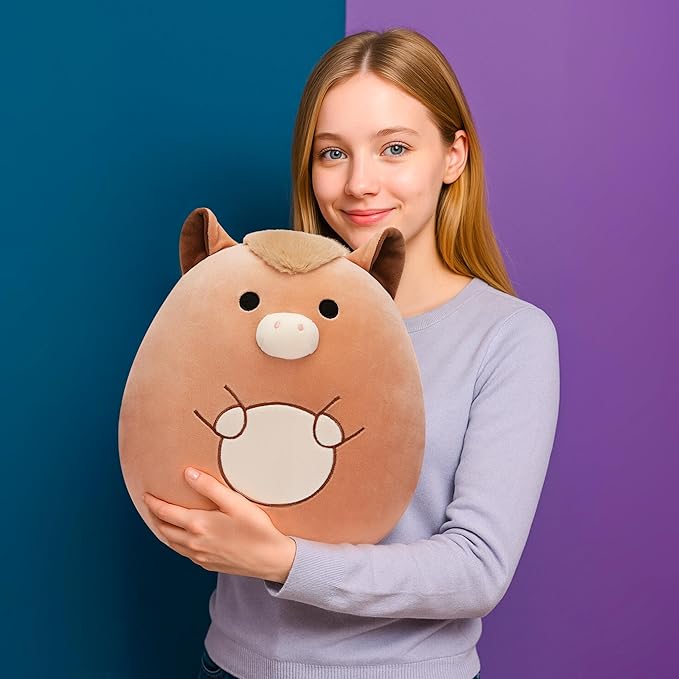 Original 12-inch Horse Plush Pillow Stuffed Animal Toy,Big Size Soft Cute Fat Cuddle Huggable Plushie,Gift for Kids