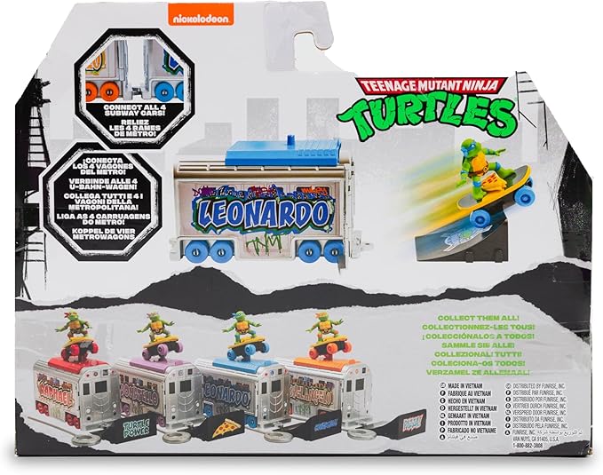 Teenage Mutant Ninja Turtles 5" Switch Kick Subway Launcher Leonardo Ages 3+ - Launch & Shred with Signature Katanas!