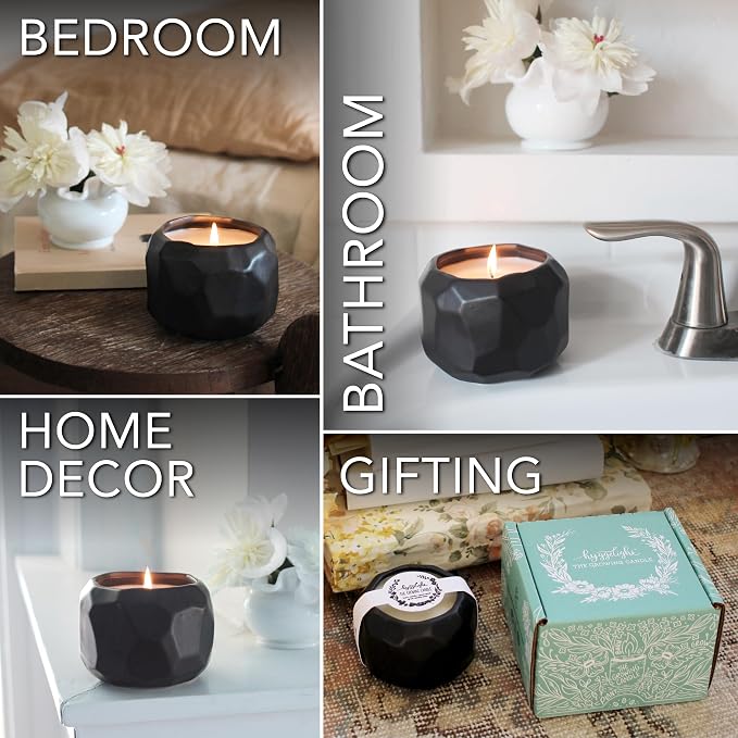 Hyggelight - The Growing Candle, Spice & Fire Scented, 13oz Ceramic Pot, Aromatherapy Candles for Home, 100% Soy, Emma