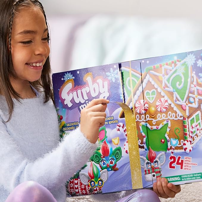 FURBY Minis Advent Calendar for Kids 6 Years and Up, 24 Days of Surprise Holiday Toys with 1-Inch Figures, Stickers & Fun Accessories