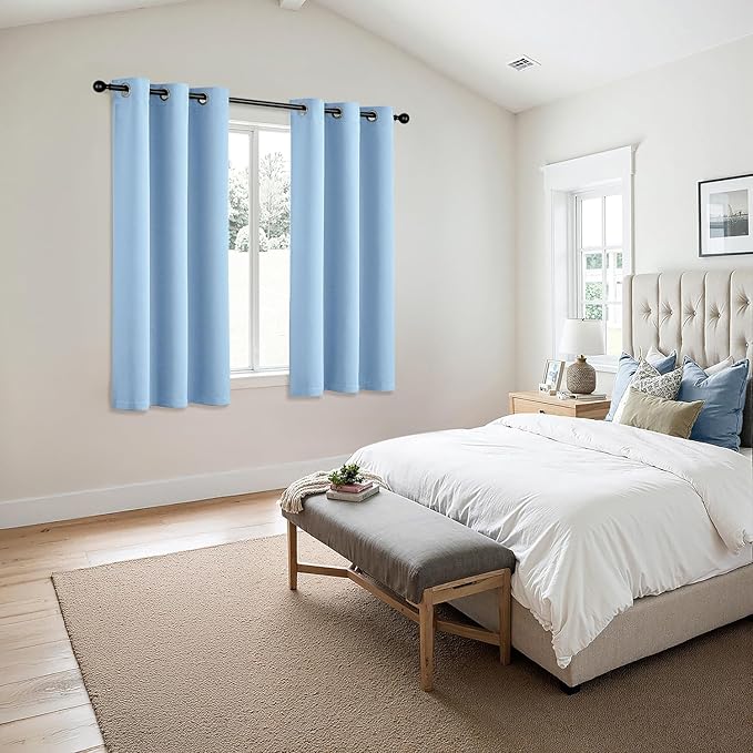 MIULEE Blackout Curtains for Bedroom 2 Panels 40 x 54 Inch Long Sky Blue | Thermal Insulated, Living Room Darkening Grommet Drapes, Noise Reducing, Light Blocking Window Treatments