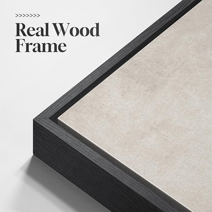 Framed Neutral Black Beige Abstract Wall Art Set of 2, Modern Minimalist Canvas Prints Paintings Artwork for Walls, Block Lines Pictures for Living Room Dining Room Bedroom Office Wall Decor 16x24 In
