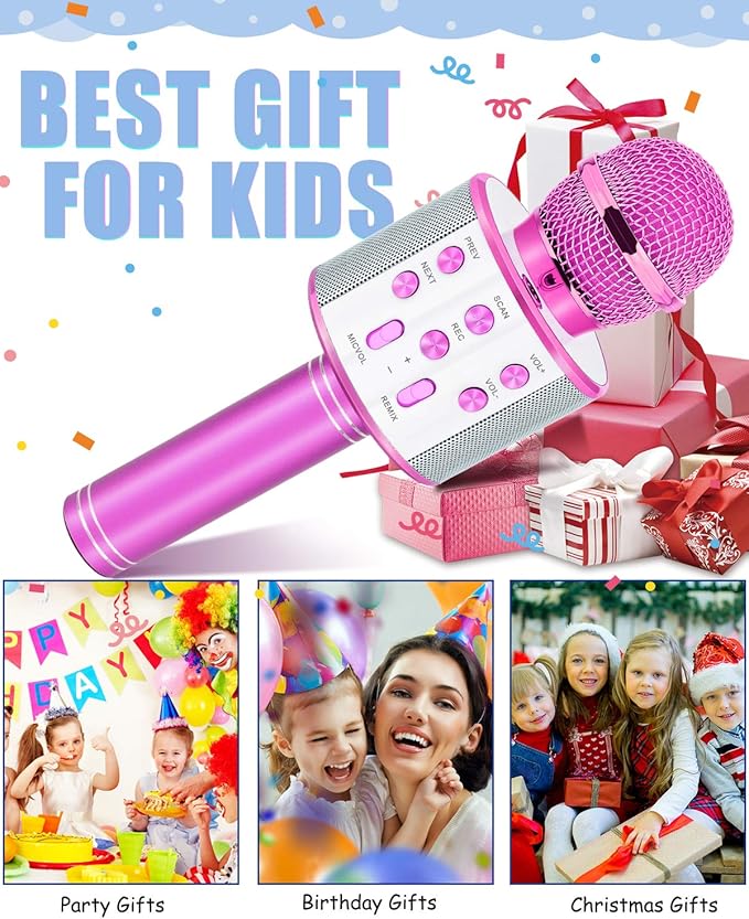 Gifts for Girls Age 4-12, Karaoke Microphone Gifts for 4 5 6 7 8 9 10 11 12 Year Old Girls Toys for 4-12 Year Old Girls Birthday Gifts for 3-10 Year Old Girl - Purple