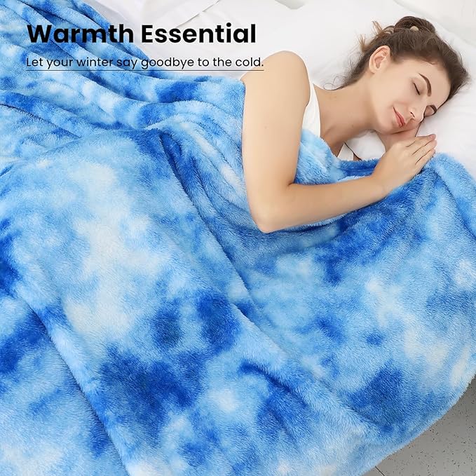Fleece Throw Blanket Cozy Soft Lightweight Throw Blankets Warm Plush Blue Fall Blankets and Throws Couch Sofa Bed Camping Travel Picnic Outdoor Blanket Bedding Kid Baby Boys Girls Adults