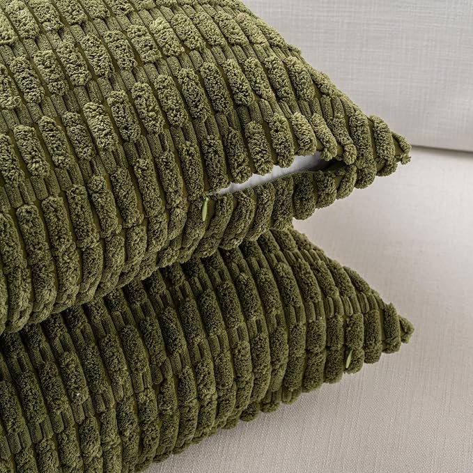 Fancy Homi 4 Packs Decorative Throw Pillow Covers for Living Room Couch Bed, Modern Farmhouse Boho Home Décor Accent Cushion Case, 24" x 12", Moss Green