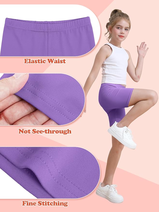 Resinta 6 Pack Girls Bike Shorts Under Dress Dance Cartwheel Shorts for Toddler Kids Summer Clothes Multicolor