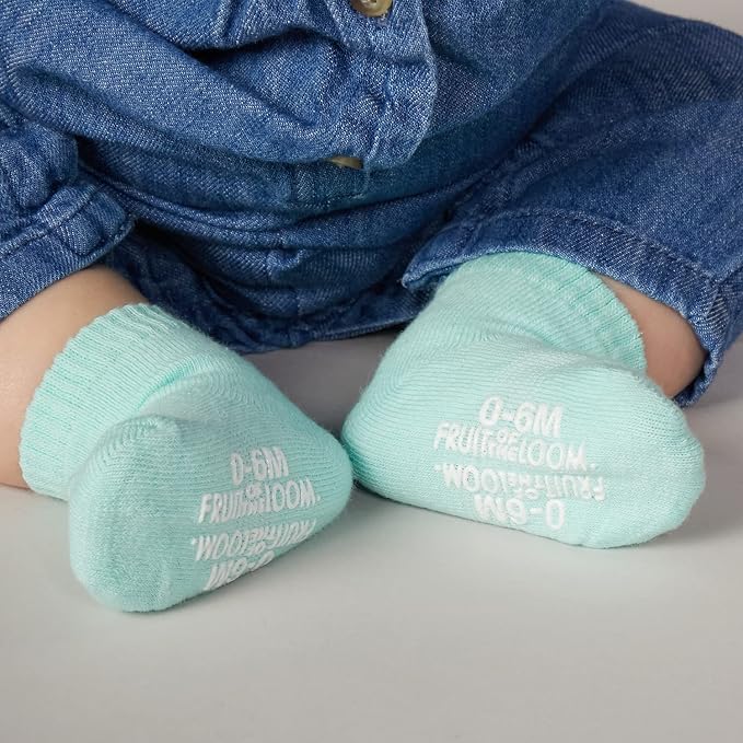 Fruit of the Loom Baby & Toddler Grow & Fit Flex Zones Cotton Stretch Socks - Unisex, Girls, Boys