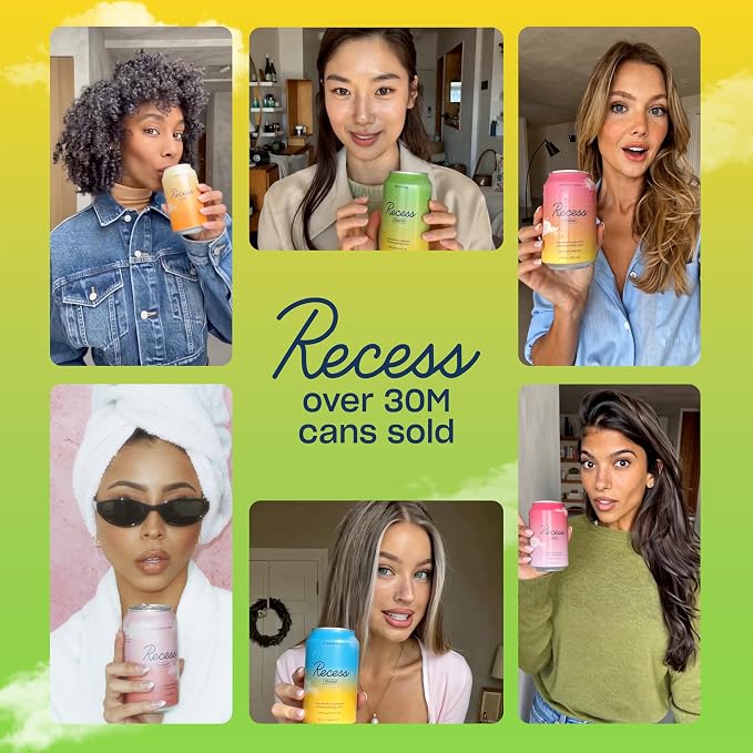 Recess Mood Lime Citrus Functional Sparkling Water, Magnesium & Adaptogen Infused Sparkling Water, 12 Fluid Ounce (Pack of 12)