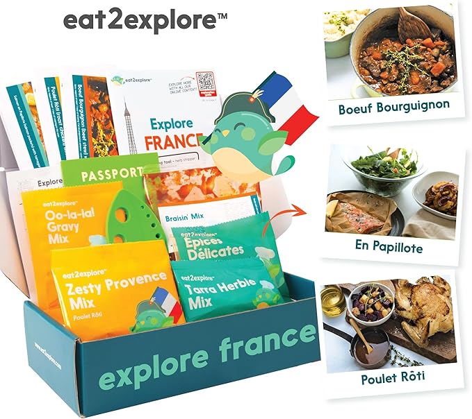 Cooking Kits for Kids - Interactive & Educational Set with 3 Recipe Cards, Key Ingredients & Cooking Tools - Ideal Idea for Kids who Love to Create Meals (France Edition)
