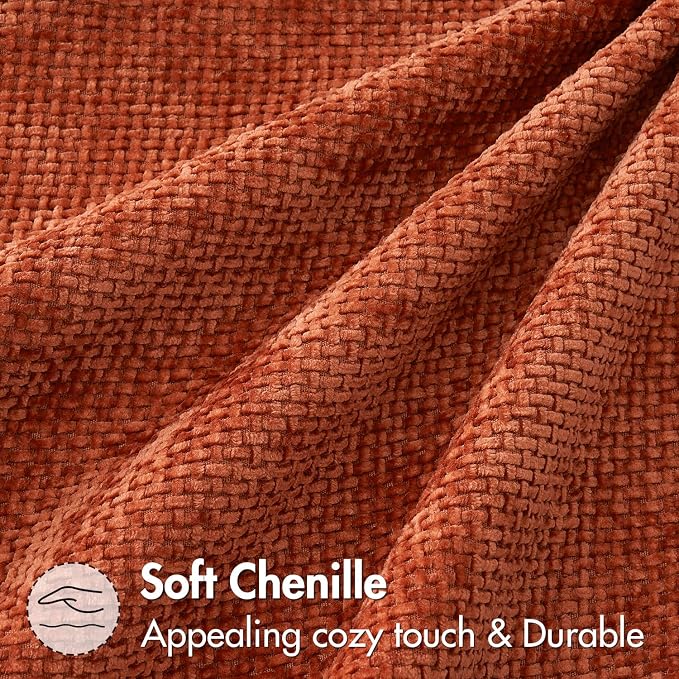 MIULEE Fall Decorative Couch Throw Pillow Covers 20x20 Burnt Orange 2 Pack | Modern Boho Accent, Soft Chenille Pillow Covers, Farmhouse Cushion Cases for Home Decor Bed Sofa Living Room