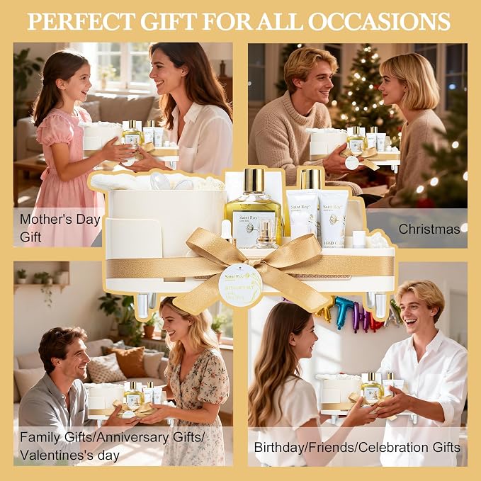 23Pcs Bath and Body Vanilla YLANG YLANG Gifts for Women, Spa Gift Basket | Gifts for Women, Birthday Gift - Vanilla Spa Gift Kit Mothers Day Gift Basket for Mom, Bath and Body Gift Basket, Spa Basket