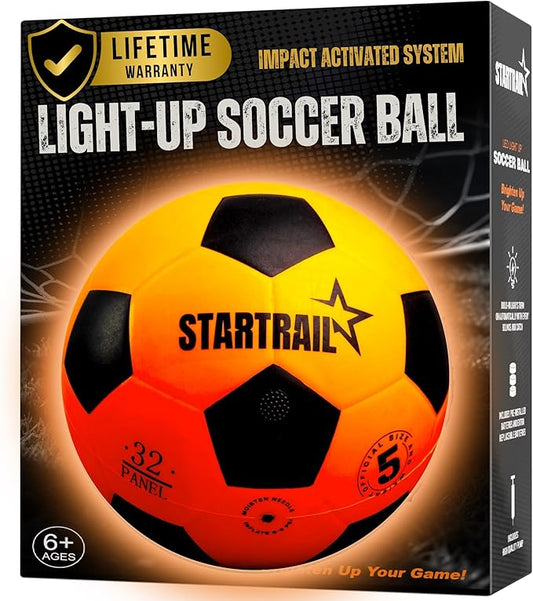 Light Up Soccer Ball, Glow in The Dark Ball NO 5, Soccer Gifts for Boys 8-12, 12-14 Year Old, Kids & Teens Gift Ideas, Sports Toys for Boy & Girl Ages 8 9 10 11 12 13 14 15, Glowing Outdoor Activity