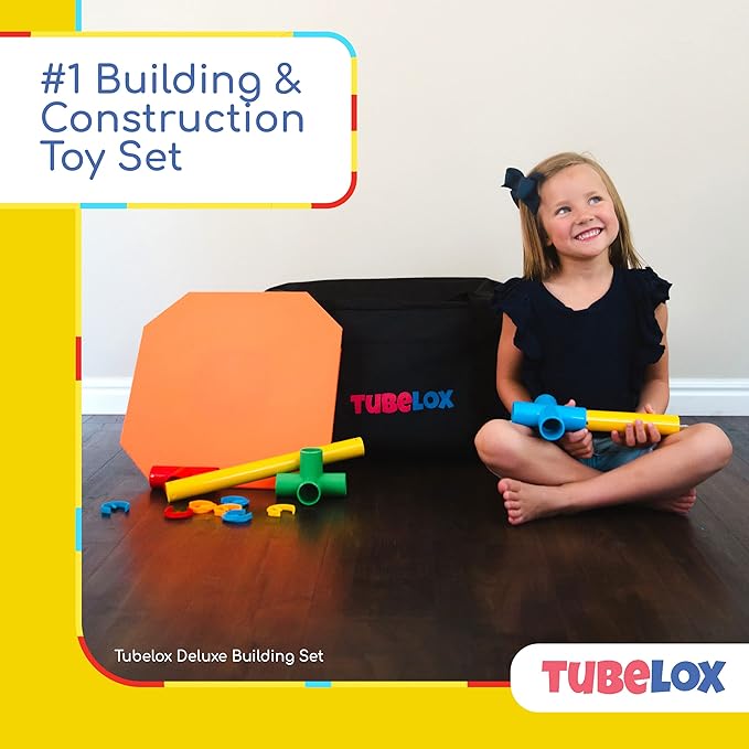 Tubelox Deluxe Building Toy Set | 220 Piece with Storage Bag - STEM Toy for Kids - Build Anything - Creative Construction Blocks - Durable Material | Fun, Creative, and Educational Play