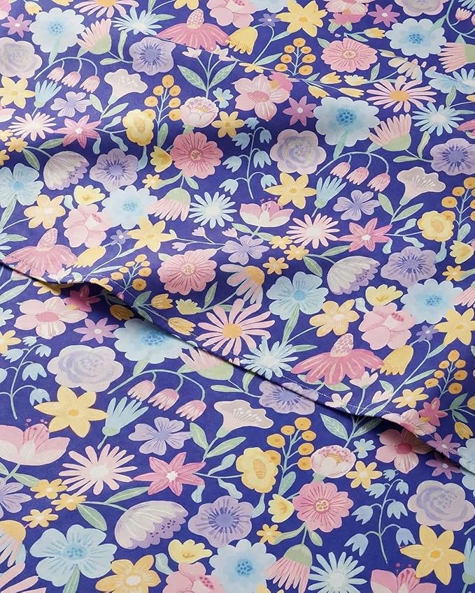CGK Unlimited Kids Purple Meadow Twin 3 Piece Sheet Set - Boys, Girls, Teens, Toddler - Easy Fit Deep Pockets - Soft, Cooling & Breathable Sheets - Cute, Cozy, Fade & Wrinkle Free - Machine Washable