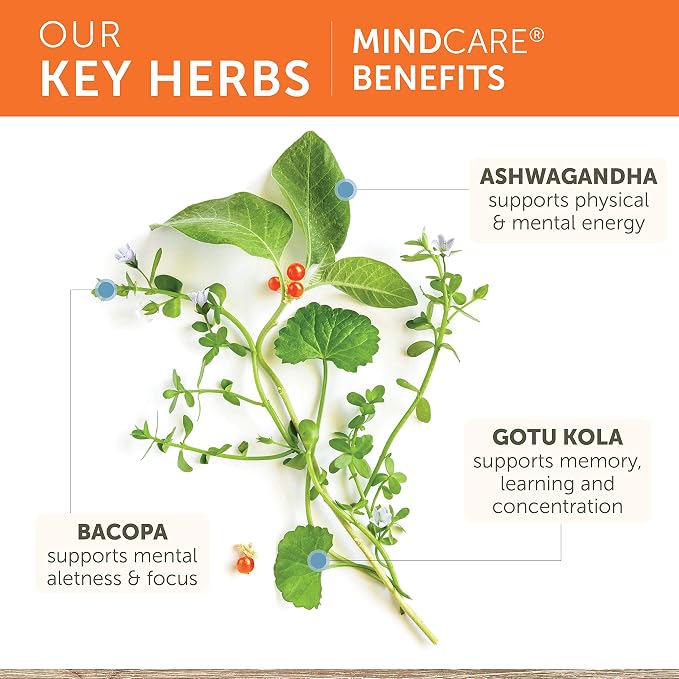 Himalaya MindCare - Nootropic Herbal Brain Supplements for Memory and Focus Support - Vegan, Non-GMO, Gluten Free, 1170 mg, 60 Capsules