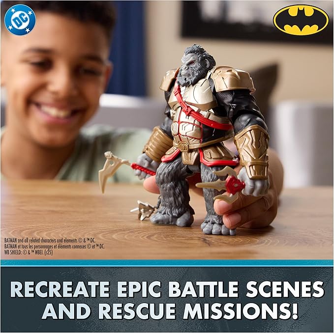 DC Comics, Batman Battle Clash 6” Ninja Strike Gorilla Grodd Action Figure with 2 Ninja Accessories, Super Hero Kids Toys for Boys and Girls Ages 3 & Up