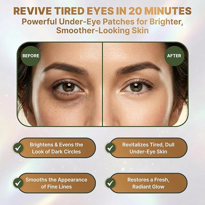 19/90 Brightening Eye Patches - Anti-Aging & Hydrating Eye Pads for Puffiness, Dark Circles Treatment - (Alpha-Arbutin, Glutathione, Niacinamide) - Gold Eye Patches 15 Pairs, Vegan, Cruelty-Free