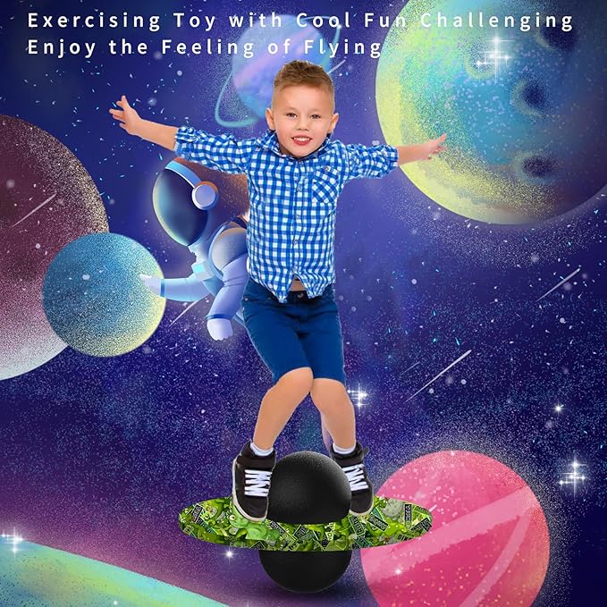 Pogo Ball for Kids & Adults Up to 200lb, Balance Coordination Trick Bounce Board Pop Ball Cool Fun Challenge Indoor Outdoor Toys Pogo Jumper Birthday Gifts for Boys Girls