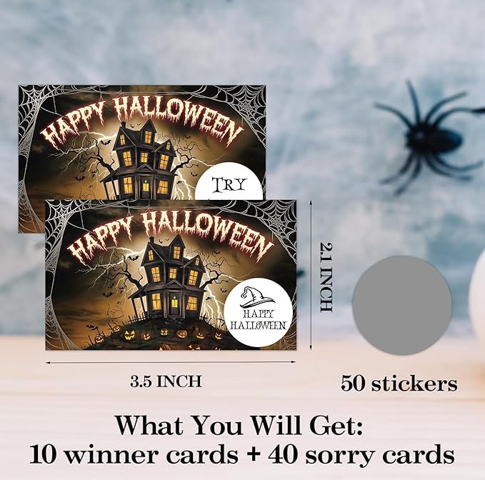 Halloween Scratch Off Card - 50 Horror Night Party Scratch Prize Cards - Magic School Festive Raffle Tickets for Adults Families Events Business Groups Game Supplies - C05