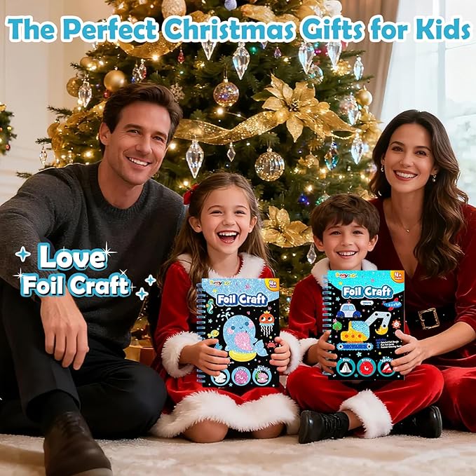 FUNNYB&G Foil Art Crafts for Kids Ages 4-8: Valentines Crafts for Kids 2026,Birthday Gift for Girls,Art and Crafts Supplies,Party Favors,Creative Toys for Girls Boys 4 5 6 7 8 9 Years Old(Ocean)