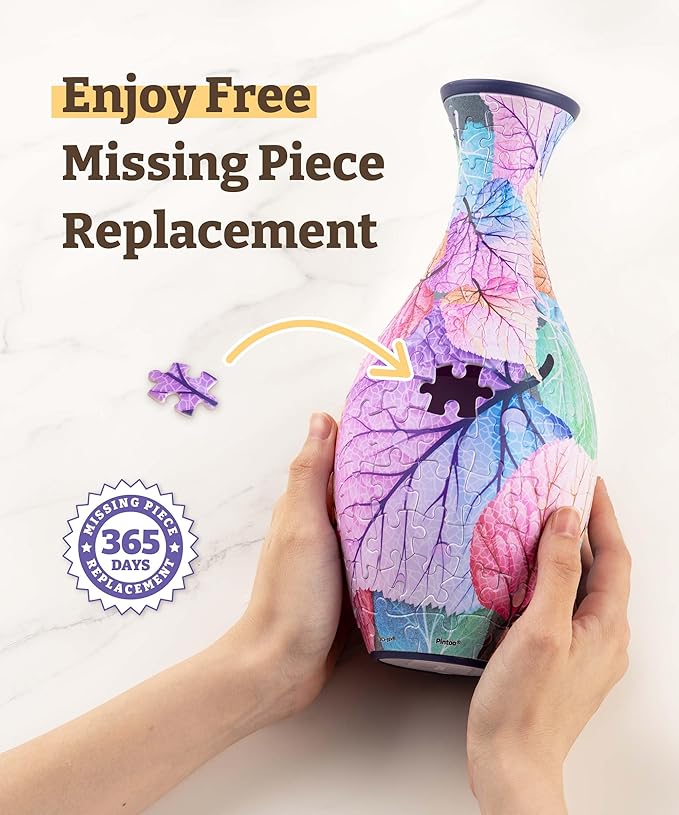 Pintoo 3D Puzzle Vase Unique Flower Vase Made by 160 Curved Plastic Puzzle Pieces House Warming Gift for Flower Arrangements and Home Decoration - [S1024] (Translucent, Carp with Lotus)