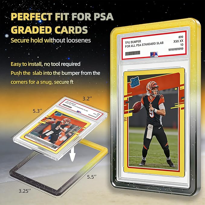 NAKIS Slab Guard for PSA Graded Cards, 1 Pack TPU Slab Protector Graded Bumper Guard for PSA Graded Card Only, Gradient Color Glitter Limited Edition, COLOR2
