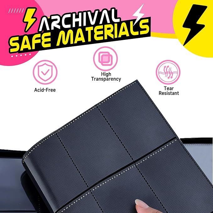 Trading Card Binder 9 Pocket,900 Pocket Card Collection Binder with 50 Removable Sleeves,PU Waterproof Top Card Book,3-Ring Zipper Collectible Trading Card Album for MTG/TCG/Card Holder Gift（Pink）