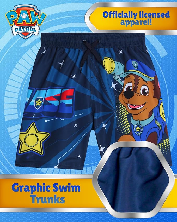 Nickelodeon Boys Swim Trunks - Paw Patrol TMNT Quick Dry Graphic Boys Swim Shorts for Toddler and Little Boy