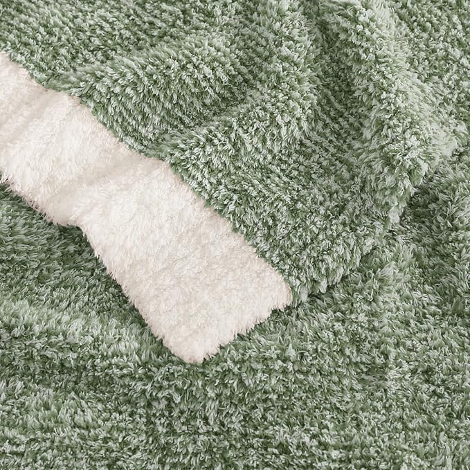 Soft Throw Blanket for Couch-Cozy Reversible Knitted Blankets | Lightweight Warm Fluffy Decor for Women, Mom, Her & Girls, Sofa, Chair, Bed, 50x60in, Cationic Dyeing Green