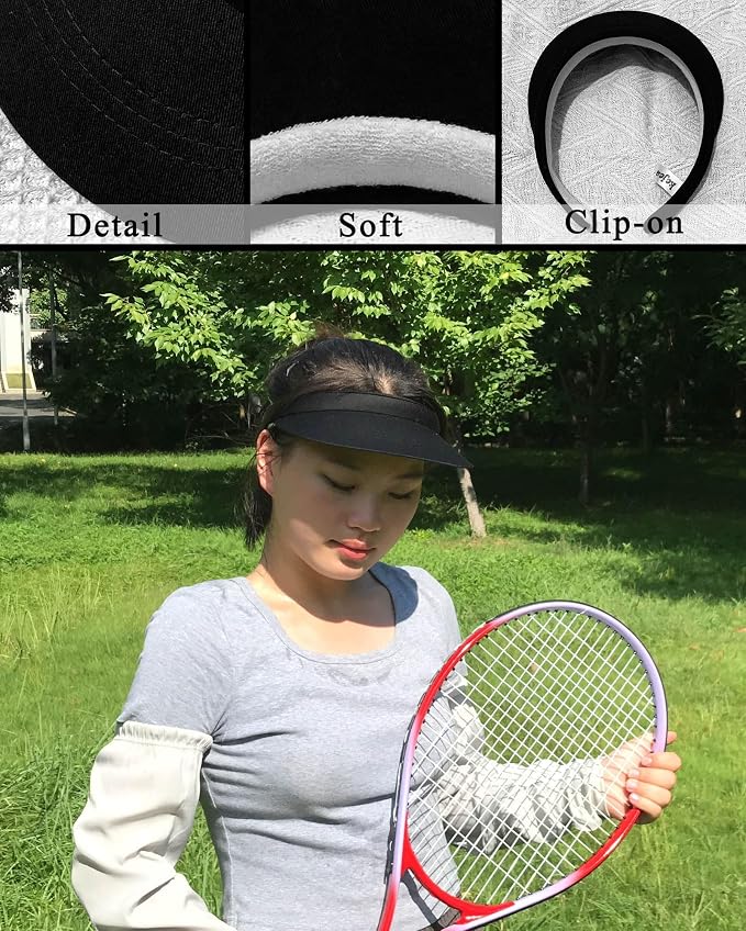 3 Pack Sports Sun Visor Hat Women Men Adjustable Clip On Visors Outdoor Golf Beach Cap