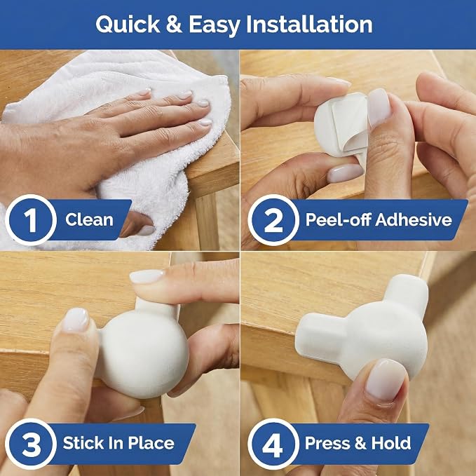 Silicone Corner Protectors for Baby Proofing – Soft Adhesive Corner Guards for Tables & Furniture, Child Safety Edge & Corner Bumpers. Protects Toddlers from Sharp Edges (12 Pack/White)