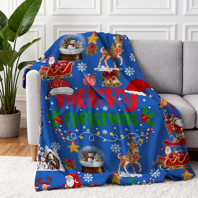 COMFAR Cute Christmas Blankets and Throws for Adults/Women/Boys/Kids, Holiday Fleece Throw Blanket for Couch/Sofa, Holiday Decor, Christmas Decorations/Gifts 50"x 60"