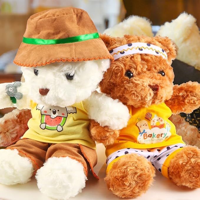 Set of 2 Cute Shirt Or Skirt Teddy Bear Clothes Outfit Fits Most 14" - 18" Bear Plush Stuffed Animal Outfit Build a Bear Doll Clothes and Make Your Own Stuffed Animals( Sleeveless A, Fit 14"-18")