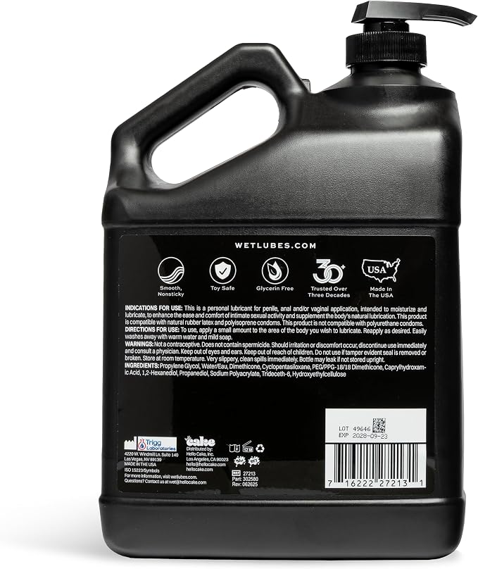 Wet Gold Hybrid Silicone and Water-Based Lubricant | Long-Lasting Performance, Premium Formula | Made Without Glycerin and Parabens | Lube for Men, Women & Couples, 128 fl oz