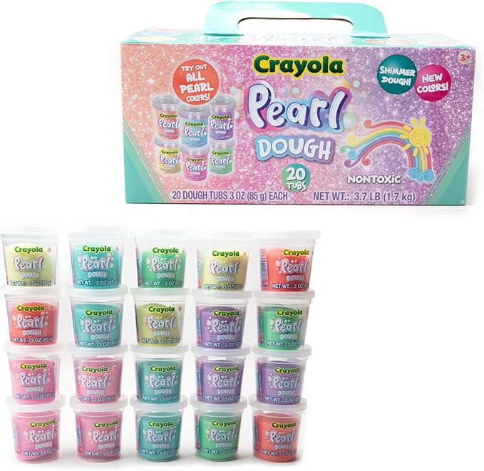 Crayola 20pk Pearl Dough 20pk x 3oz – Easter Gifts, Party Favors, Fidget Toys, Sparkling Colors for Creative Play, Safe Non-Toxic Crafting, Great Classroom Fun or Non-Candy Alternative