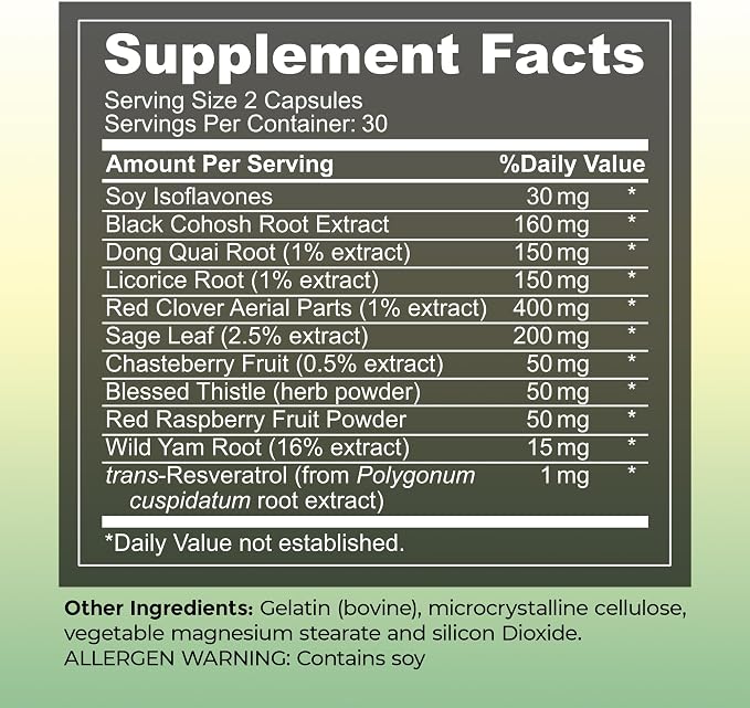 UltaLife Her Harmony Menopause Supplements for Women - Hot Flashes Menopause Relief & Hormone Balance for Women - Contains Black Cohosh, Dong Quai, Red Clover & More - Estrogen Free - 60 Capsules