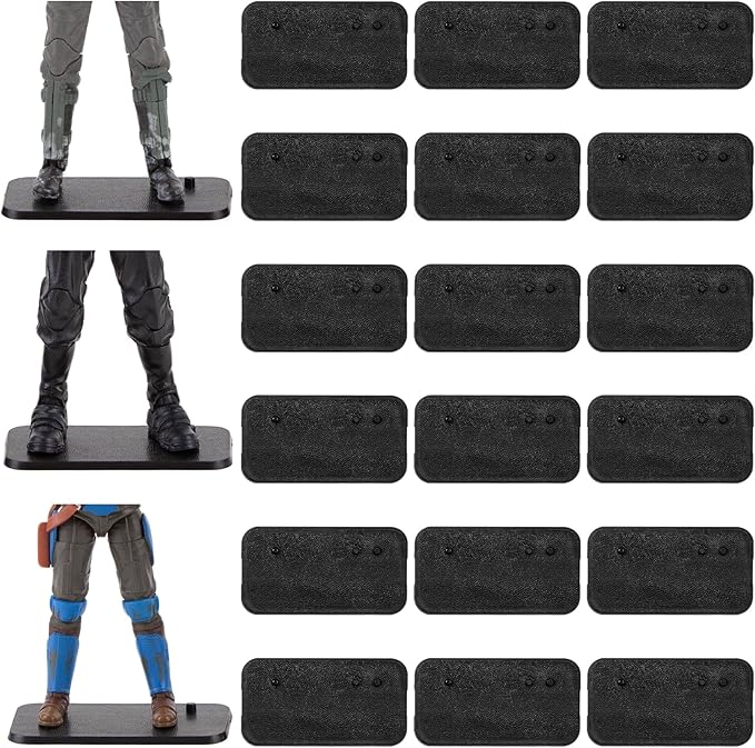 18PCS 6 inch Star Was Black Series Action Figure Stand Base, Figure Toy Display Square Black Support Holder Base with Peg