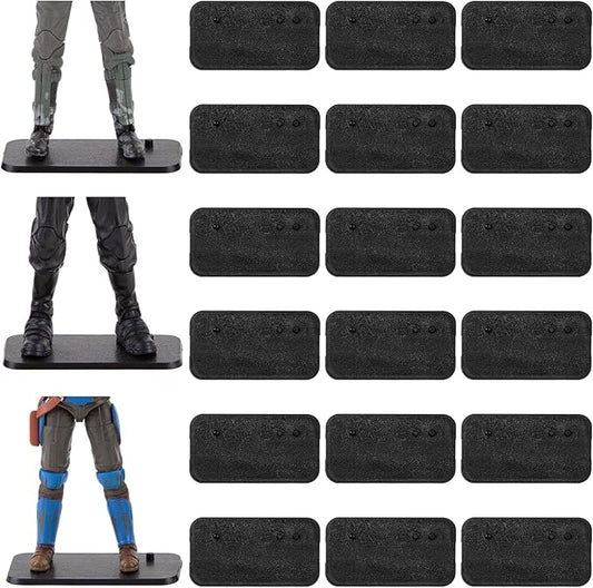 18PCS 6 inch Star Was Black Series Action Figure Stand Base, Figure Toy Display Square Black Support Holder Base with Peg