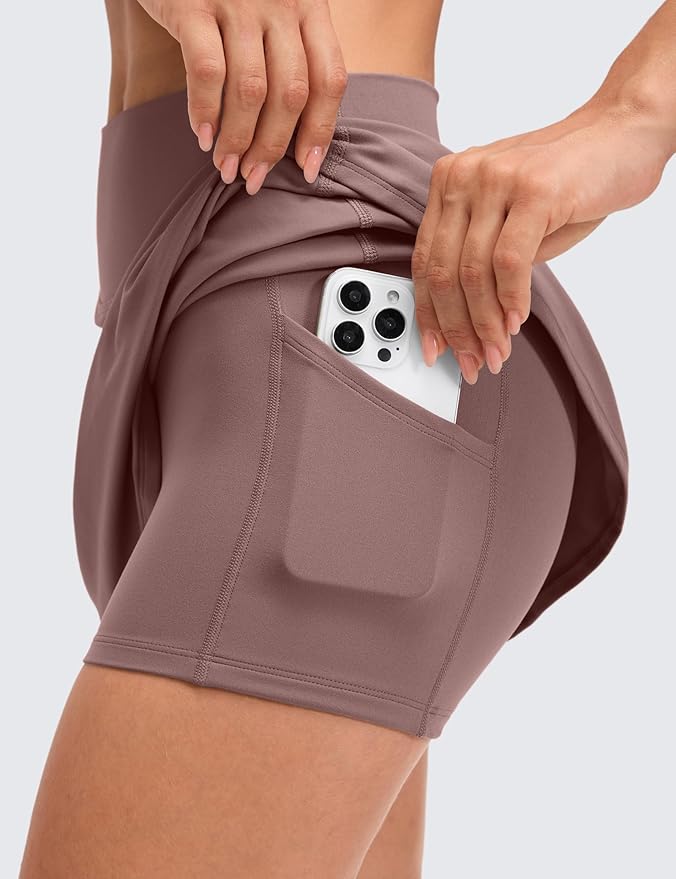 CRZ YOGA Butterluxe High Waisted Tennis Skirts | Built-in Shorts with Pockets, Extremely Soft, Casual, A Line, Stretchy, Mini, Skort for Women