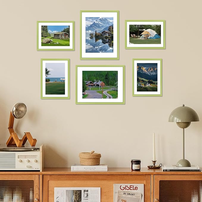 FIXSMITH 11x14 Picture Frame 2 Pack, Green Photo Frame with HD Plexiglass, Display Pictures 8x10 with Mat or 11x14 Without Mat, Black Picture Frames Collage Wall Decor, Gallary Wall Frame