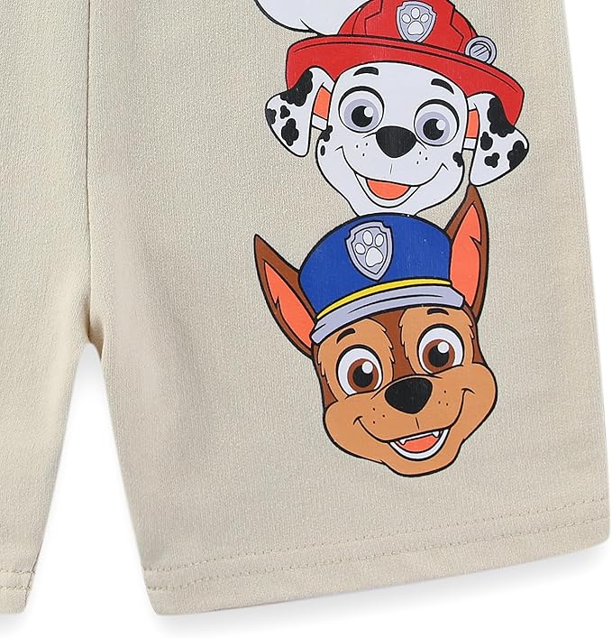 Paw Patrol Boys French Terry Short Sleeve T-Shirt and Short Set for Toddler and Big Kids
