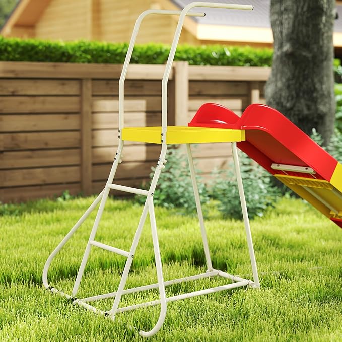 Qaba 6ft Slide for Kids, Metal Freestanding Playground Equipment with Climbing Ladder, Platform for Backyard, Outdoor, Indoor, Gift for Boys, Girls, Ages 3-8, Red