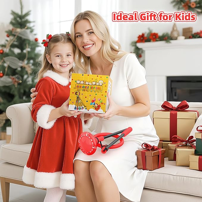Ankle Skip Ball for Kids, Foldable Colorful Light Flash Wheel Skip Ball for Adults, Indoor Outdoor Game Toys for Kids Girls Boys, Gift for Girls, Boys Ages 5 6 7 8 9 10 11 12 Years Old- Red