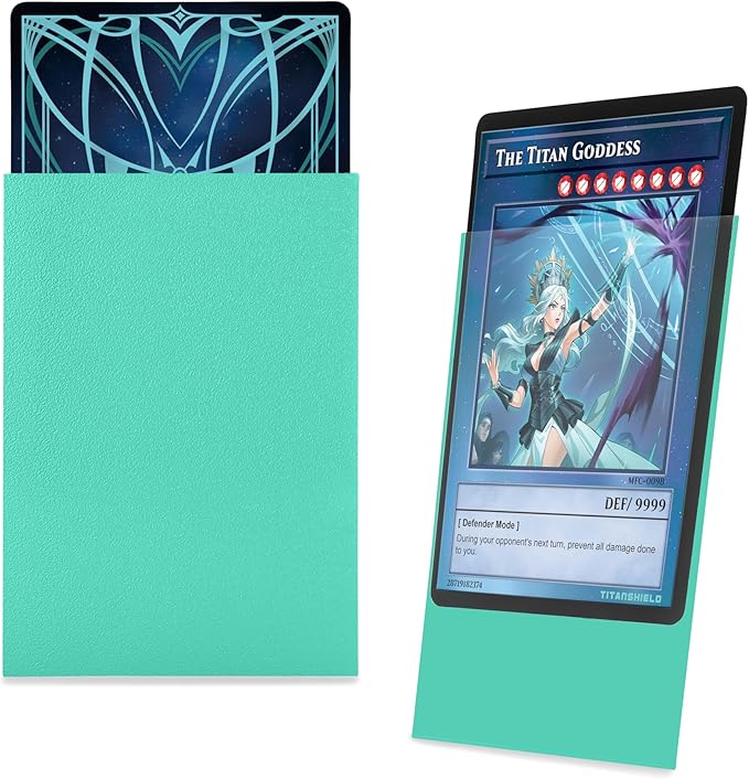 TitanShield (150 Sleeve/Turquoise Small Japanese Sized Trading Card Sleeves Deck Protector for Yu-Gi-Oh, Cardfight!! Vanguard & More