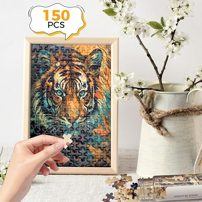 150 Pieces Mini Jigsaw Puzzles for Adults & Kids,6 x 4 Inches,Mini Puzzles,Travel Puzzle,Small Puzzles Challenging Difficult Puzzle,3 Pack Colorful Animals