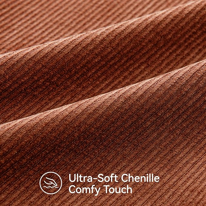 a moment Fall Decorative Throw Pillow Covers Pack of 2,24x24 Inch Rust | Twill Chenille Cushion Covers for Sofa Living Room Couch Bed
